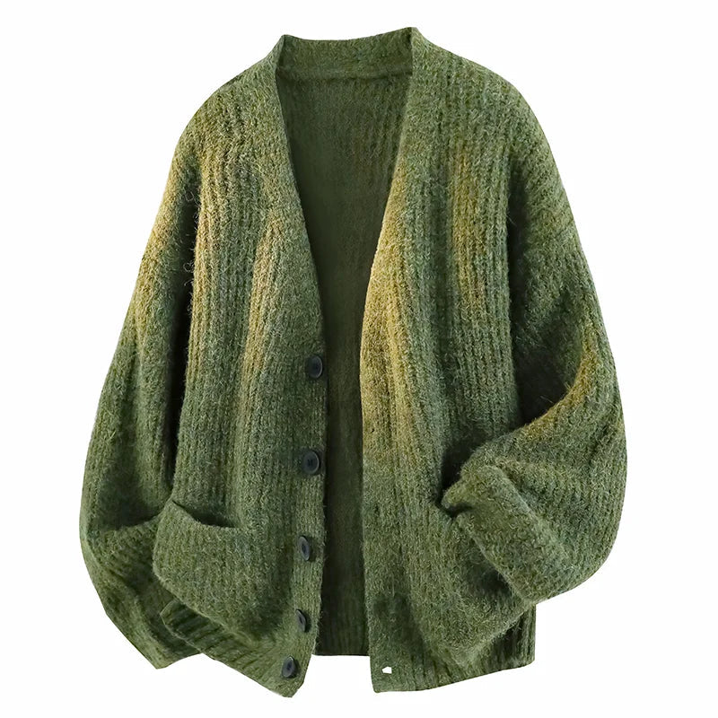 Cardigan col V oversize boutonné