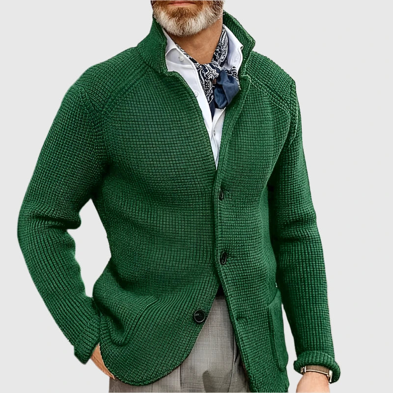 Cardigan en maille intemporelle boutonné du bureau à la soirée homme – Émeraude