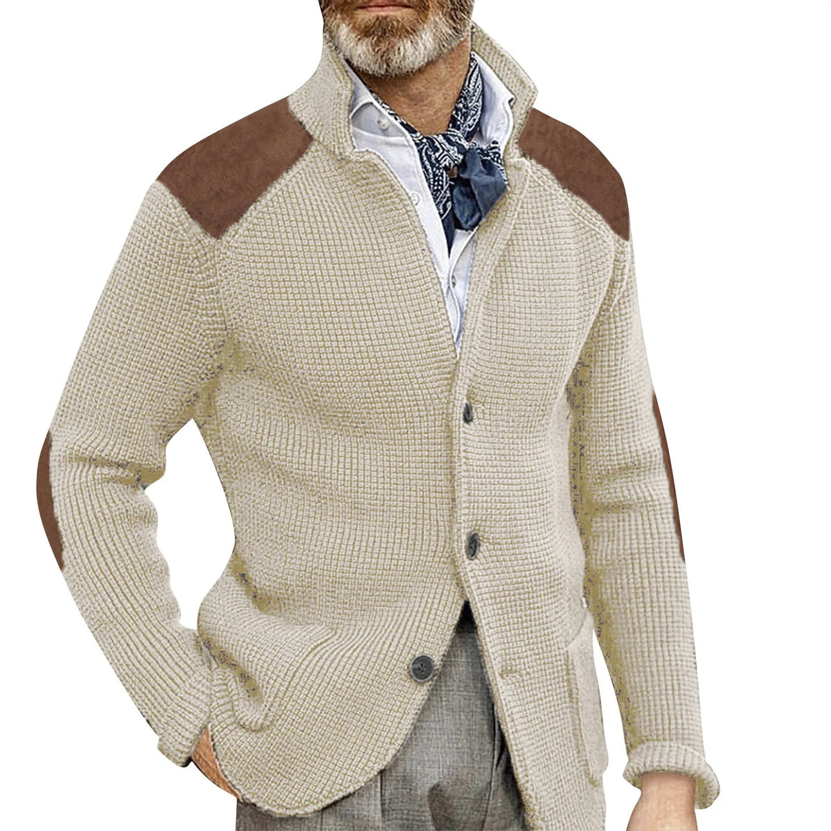 Veste en maille à empiècements aspect daim