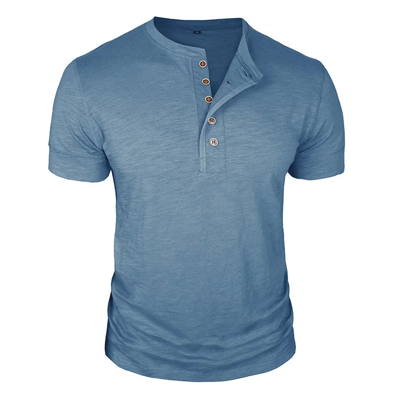 T-shirt col tunisien boutonné