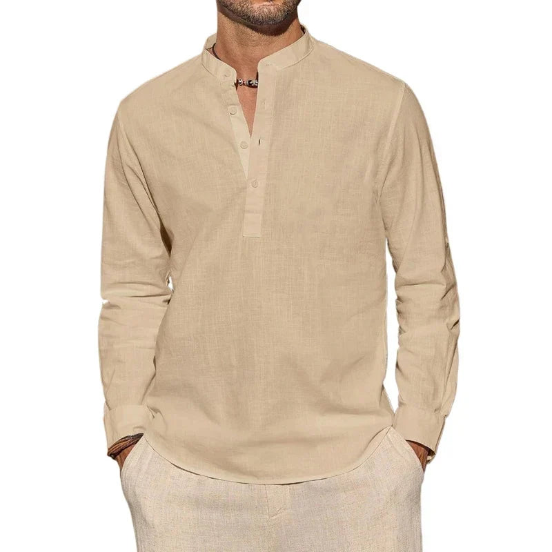 Chemise à encolure henley boutonnée