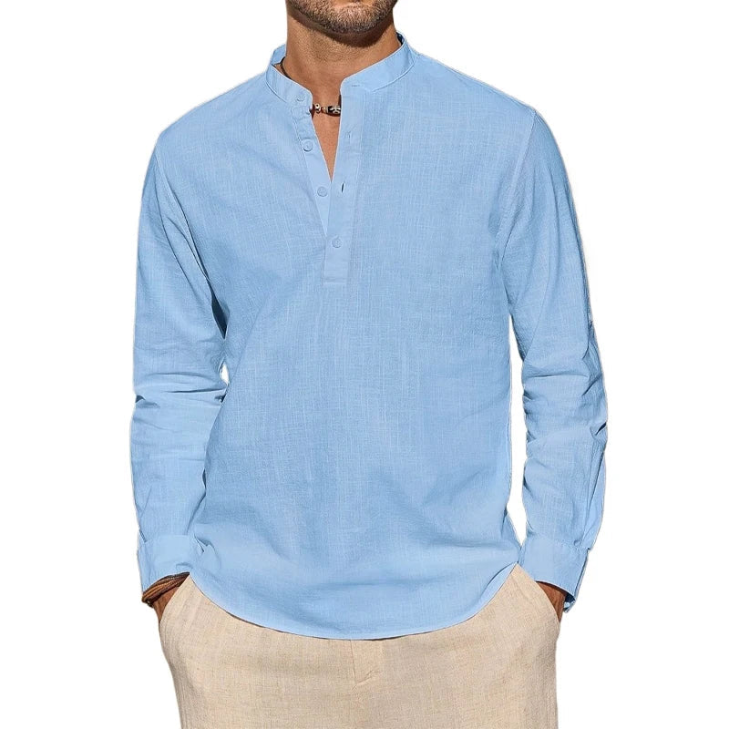 Chemise à encolure henley boutonnée