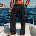 Pantalon ample aspect lin à cordon