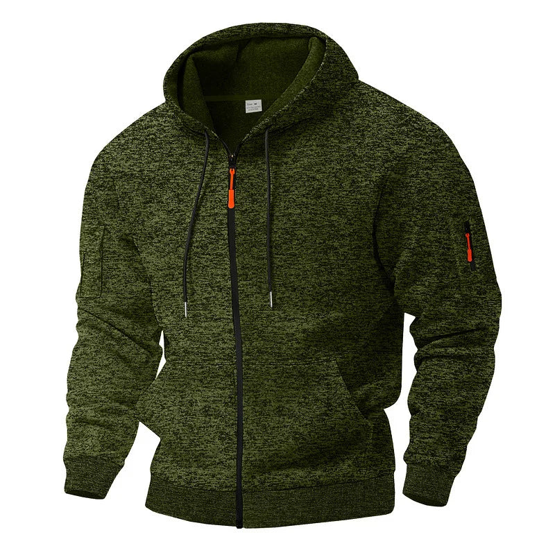 Veste polaire zippée à capuche chinée