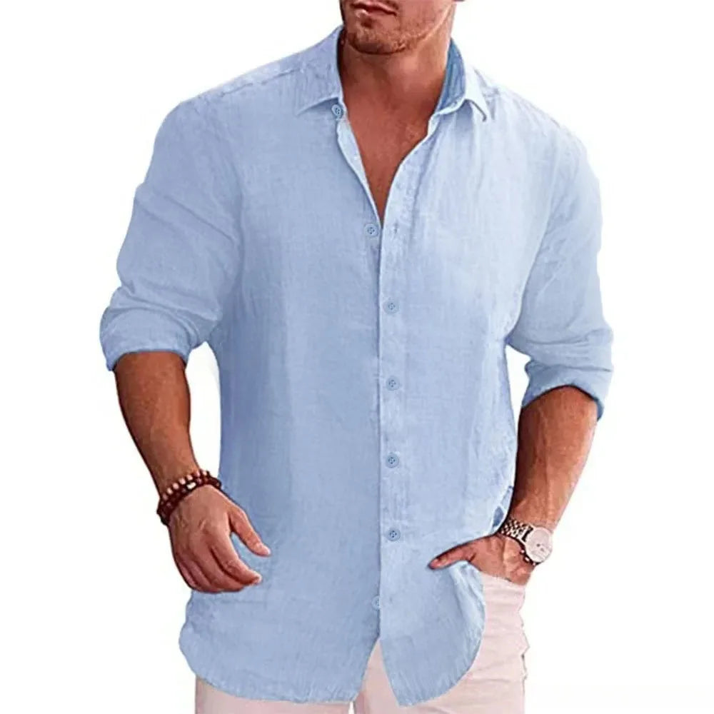 Chemise aspect lin manches longues