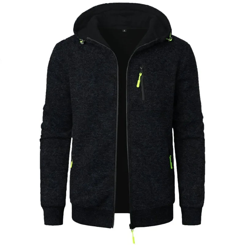 Veste polaire zippée à capuche chinée