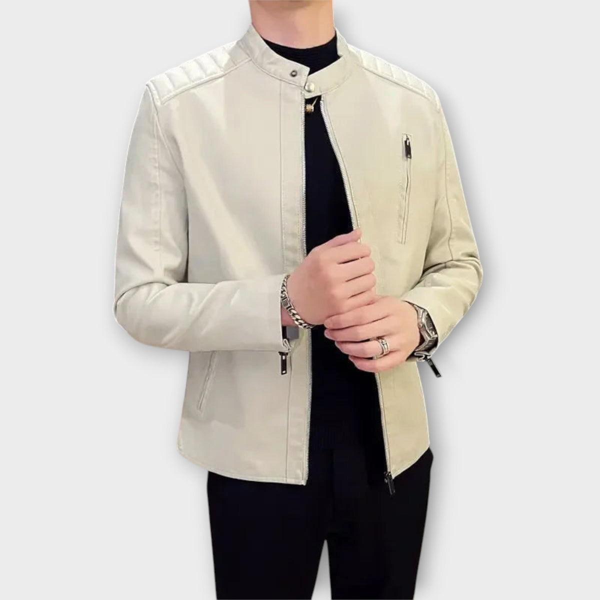 Blouson effet cuir esprit motard