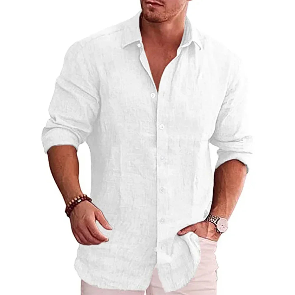 Chemise aspect lin manches longues