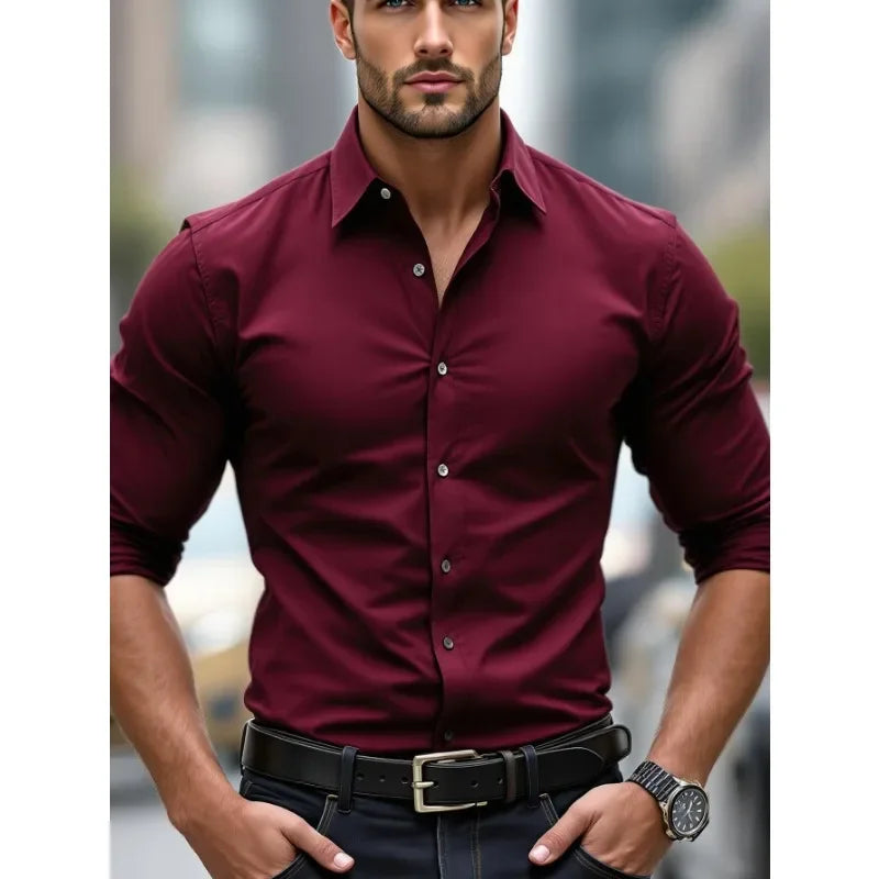 Chemise unie à manches longues