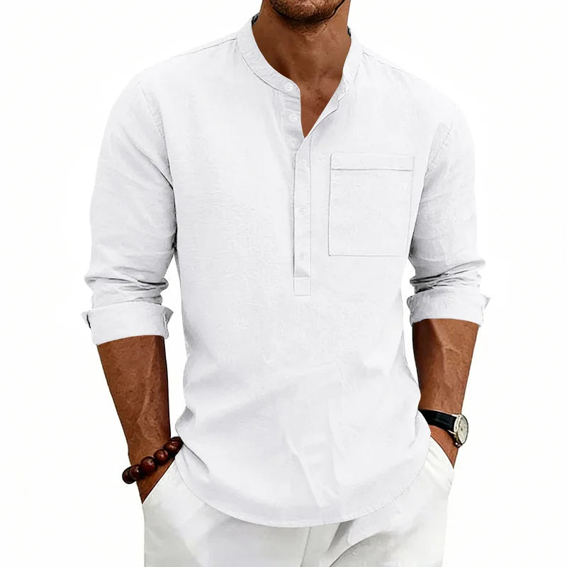 Chemise d'été col ouvert poche poitrine