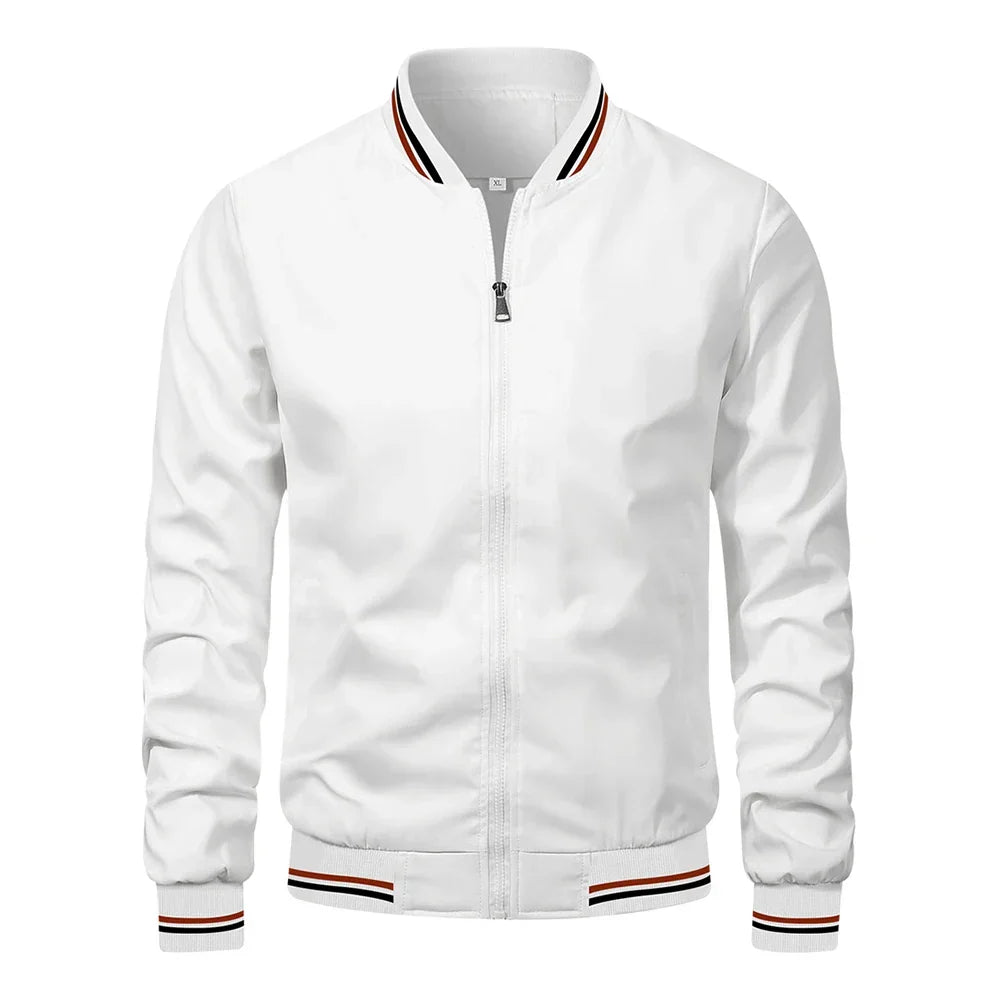Veste zippée col montant bandes contrastées