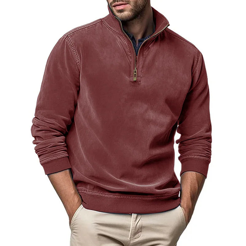 Pull col montant demi-zip maille épaisse