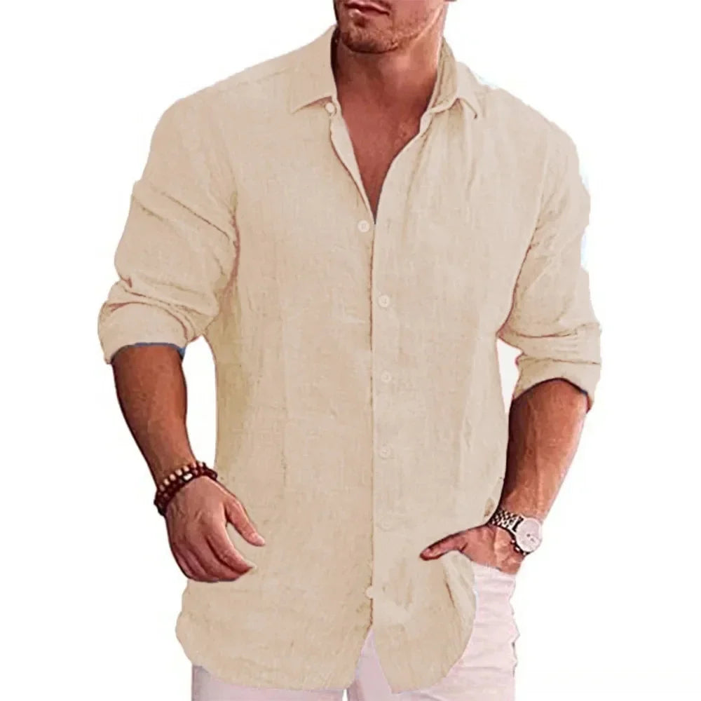 Chemise aspect lin manches longues