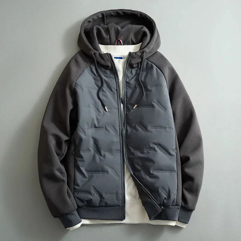Veste hybride zippée à capuche matelassée