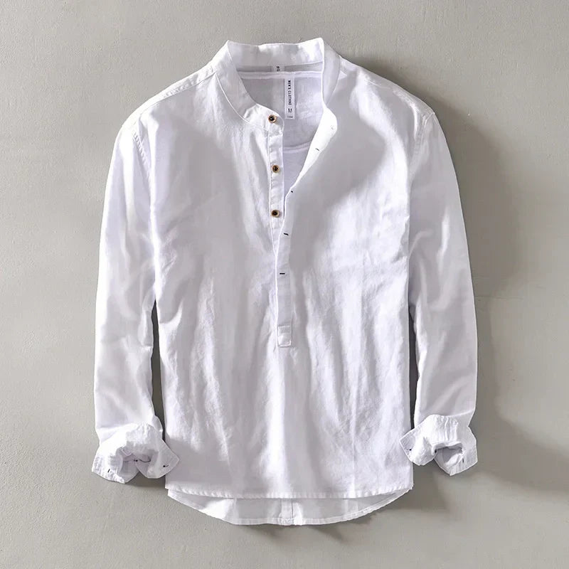 Chemise aspect lin sans col