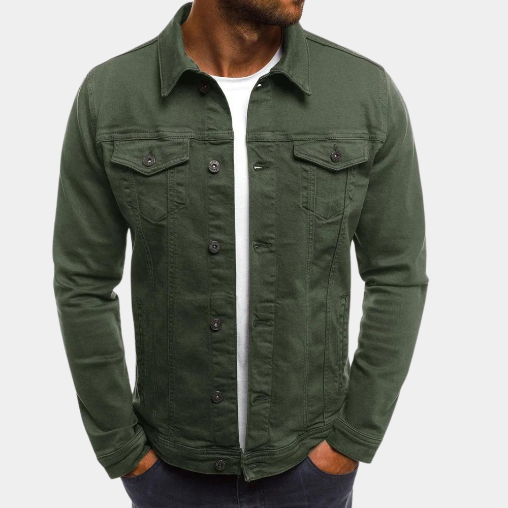 Veste trucker boutonnée poches poitrine