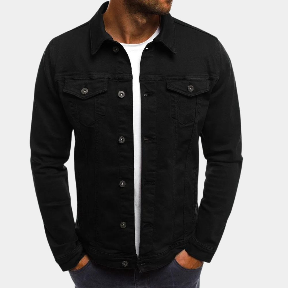Veste trucker boutonnée poches poitrine