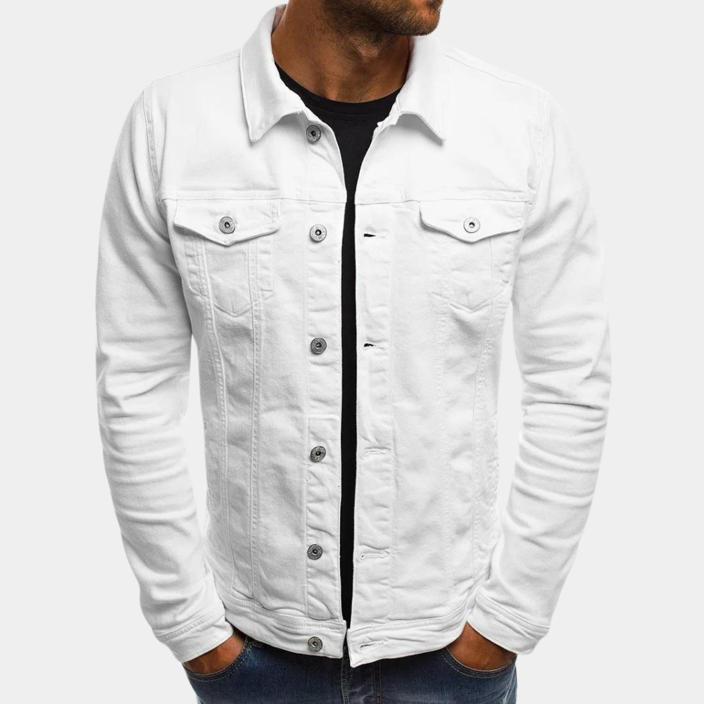Veste trucker boutonnée poches poitrine