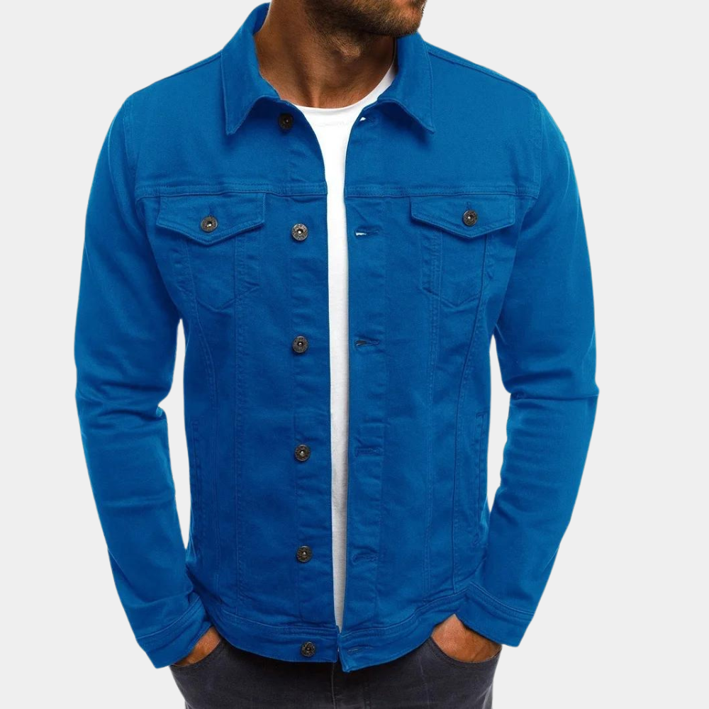 Veste trucker boutonnée poches poitrine
