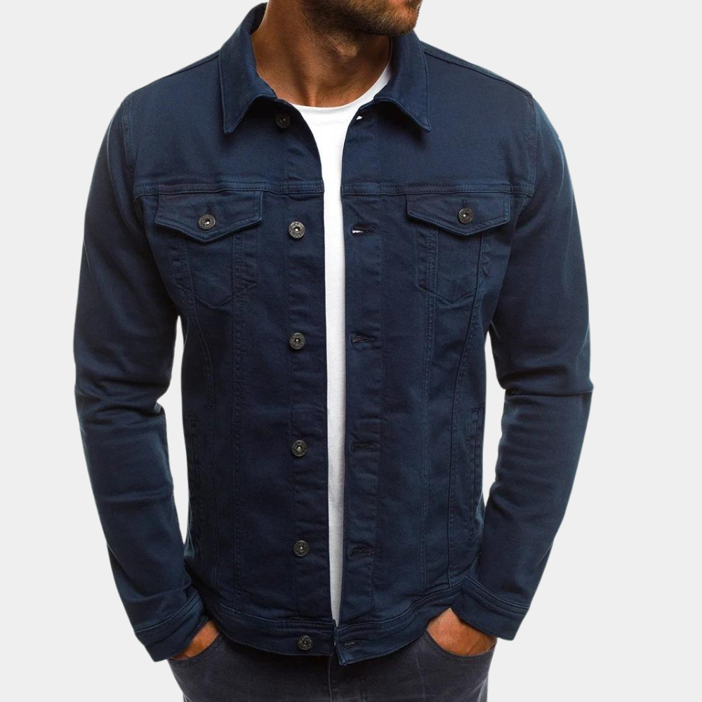 Veste trucker boutonnée poches poitrine
