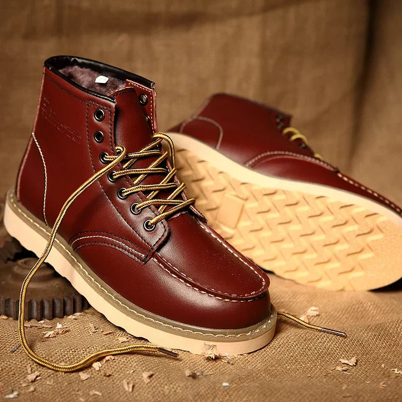 Bottes en cuir véritable rétro à la finition soignée homme – Viens