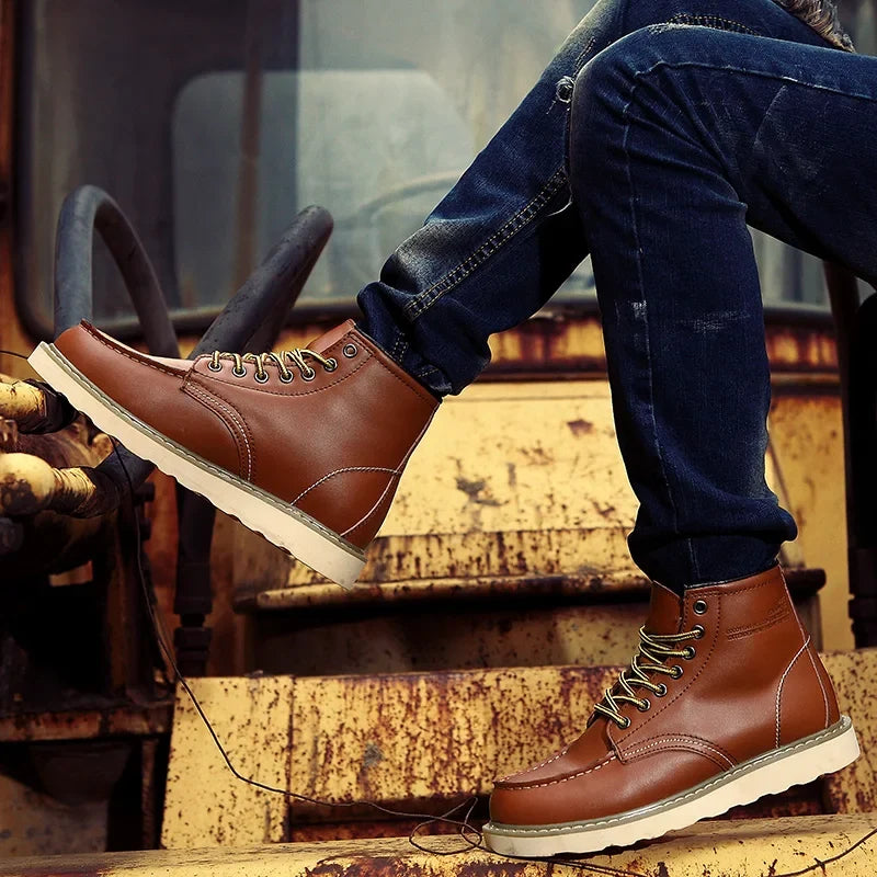Bottes en cuir véritable rétro à la finition soignée homme – Viens