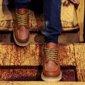 Bottes en cuir véritable rétro à la finition soignée homme – Viens