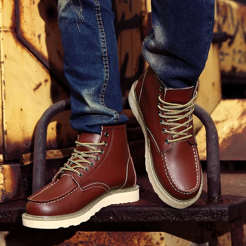Bottes en cuir véritable rétro à la finition soignée homme – Viens