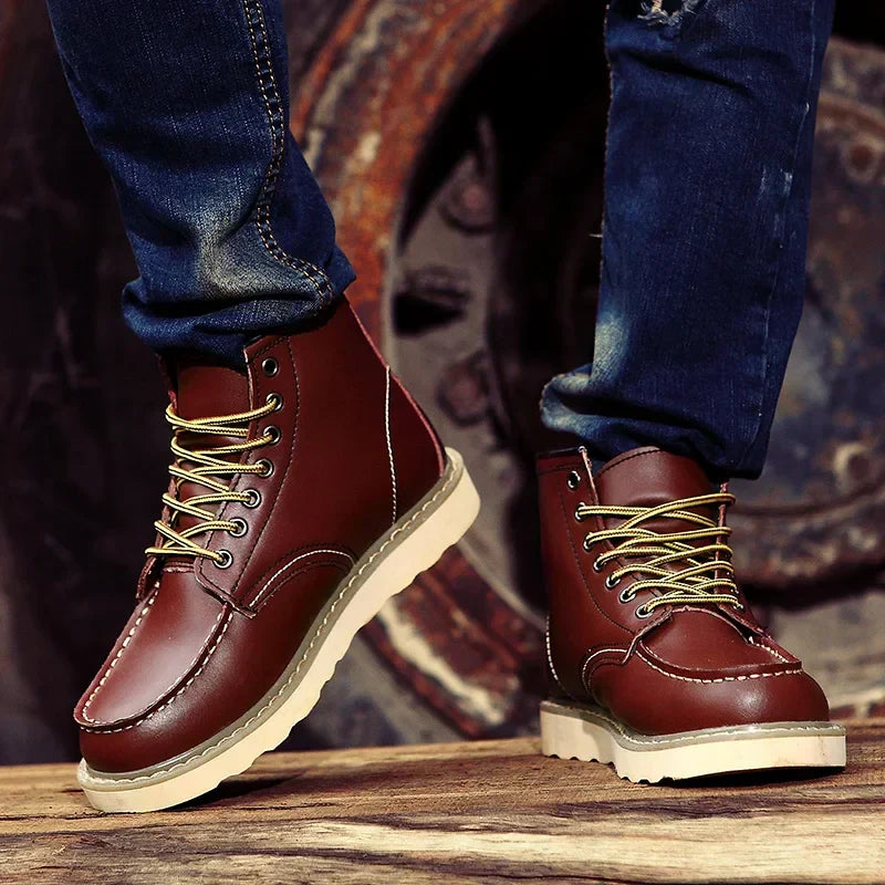 Bottes en cuir véritable rétro à la finition soignée homme – Viens