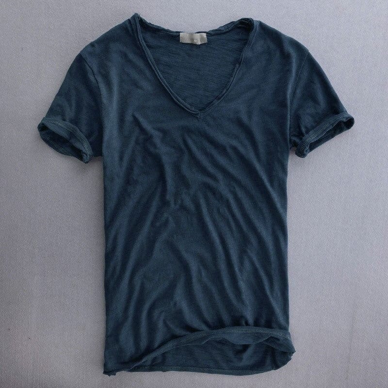 T-shirt col V coupe slim léger au style intemporel homme – Latour-Maubourg