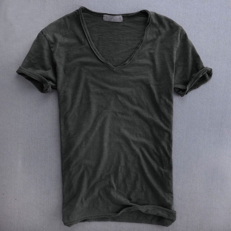 T-shirt col V coupe slim léger au style intemporel homme – Latour-Maubourg