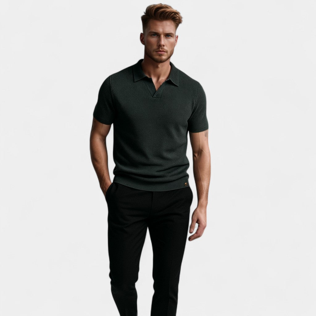 Polo en maille à col ouvert