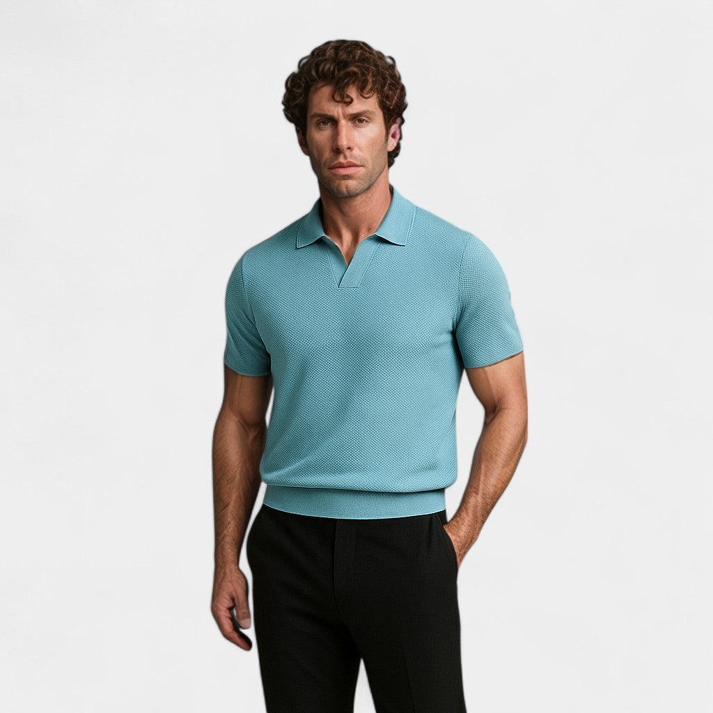 Polo en maille à col ouvert