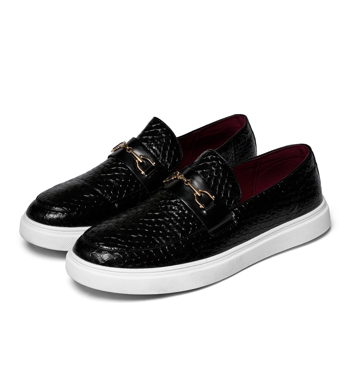 Mocassins texture embossée à boucle dorée