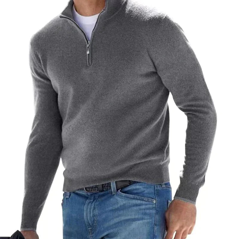 Pull en coton à demi-zip col camionneur structuré homme – Soufflot