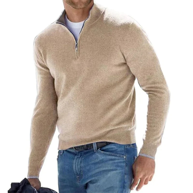 Pull en coton à demi-zip col camionneur structuré homme – Soufflot