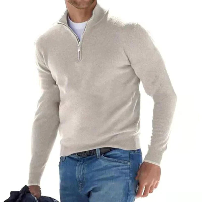 Pull en coton à demi-zip col camionneur structuré homme – Soufflot
