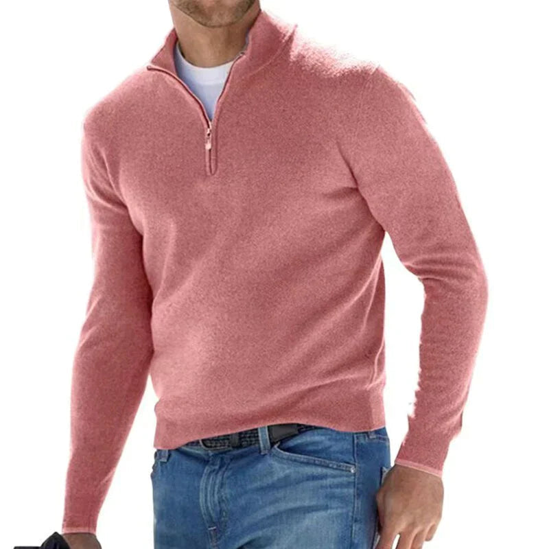 Pull en coton à demi-zip col camionneur structuré homme – Soufflot