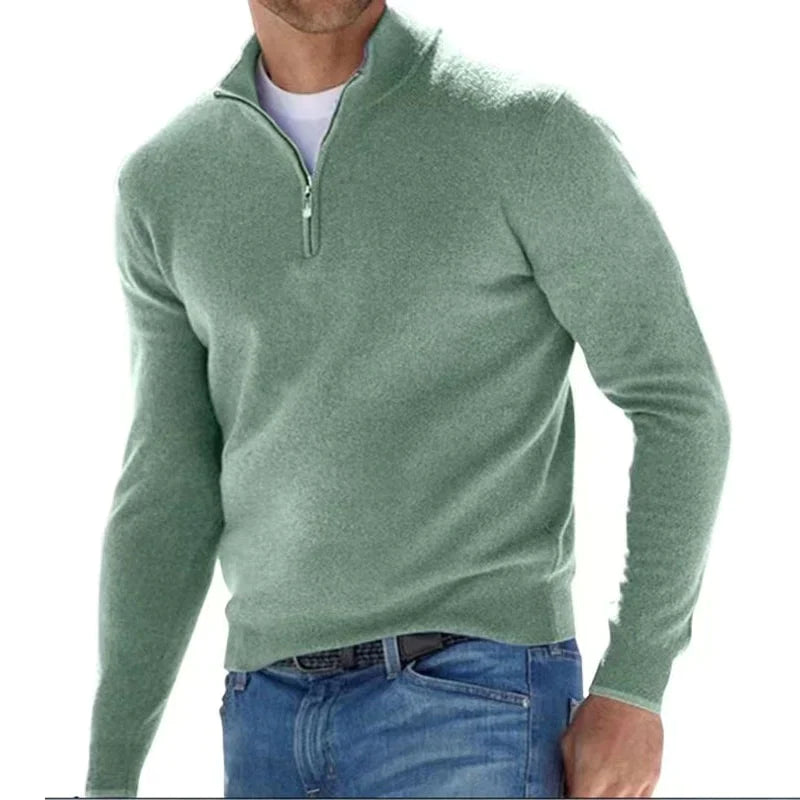 Pull en coton à demi-zip col camionneur structuré homme – Soufflot