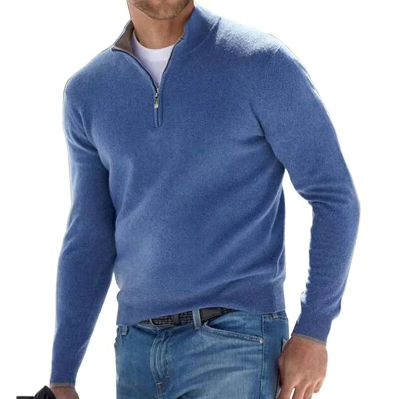 Pull en coton à demi-zip col camionneur structuré homme – Soufflot