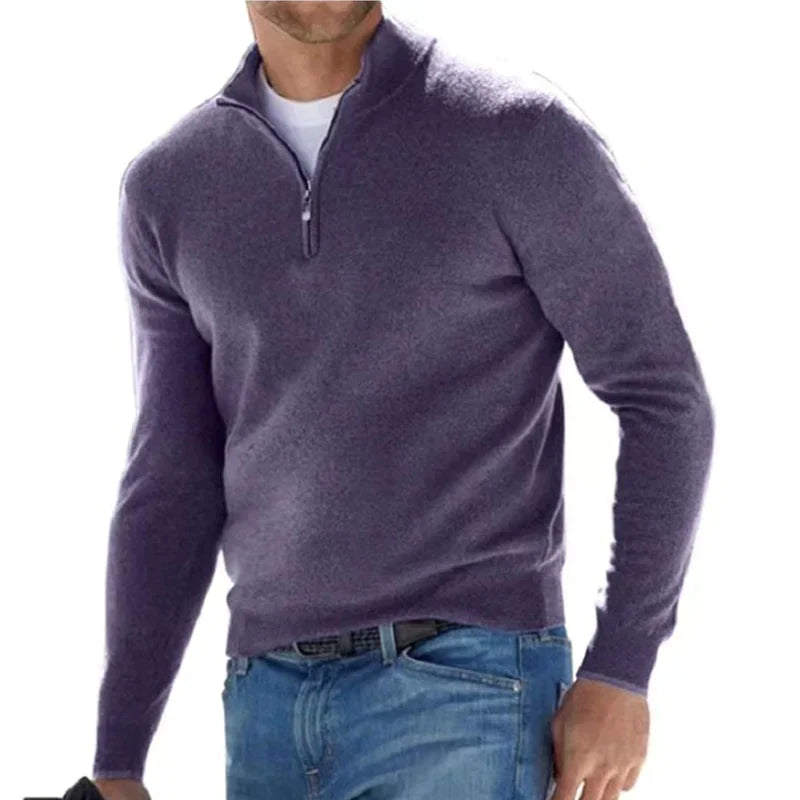 Pull en coton à demi-zip col camionneur structuré homme – Soufflot
