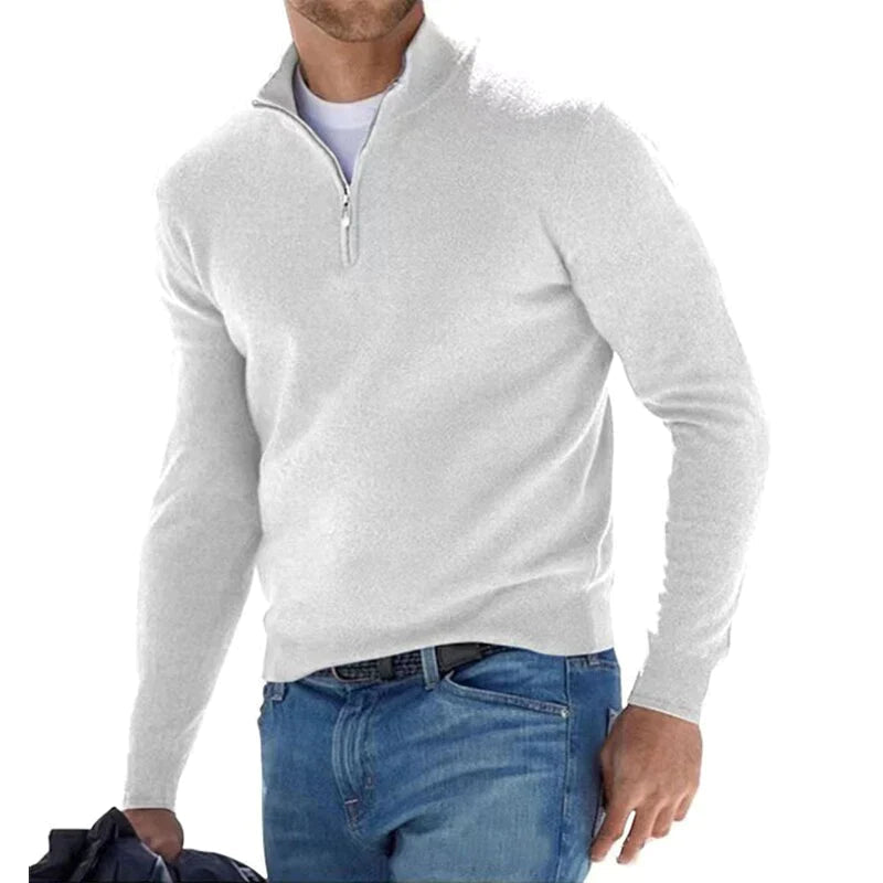 Pull en coton à demi-zip col camionneur structuré homme – Soufflot