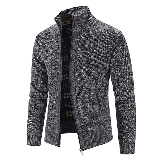 Cardigan long zippé chaleureux au style intemporel homme – Gris foncé