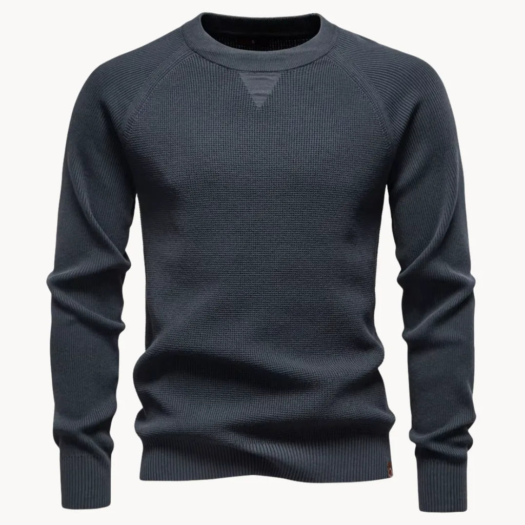 Pull col rond en maille côtelée manches raglan élégant homme – Beynac