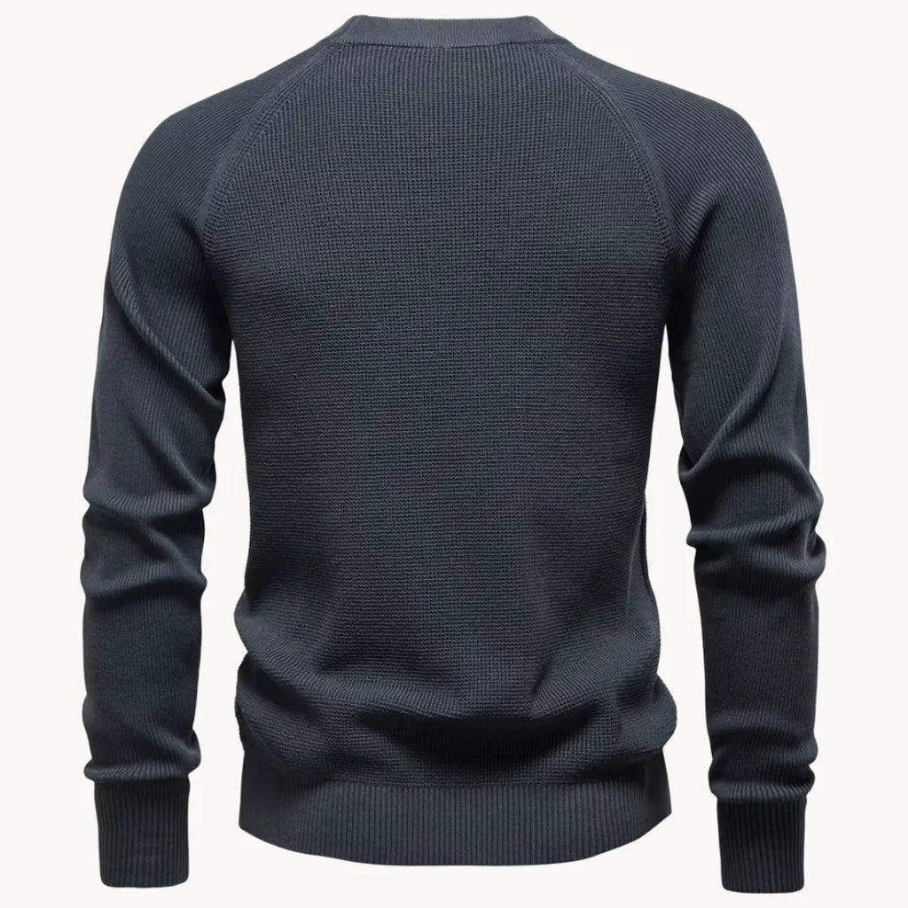 Pull col rond en maille côtelée manches raglan élégant homme – Beynac