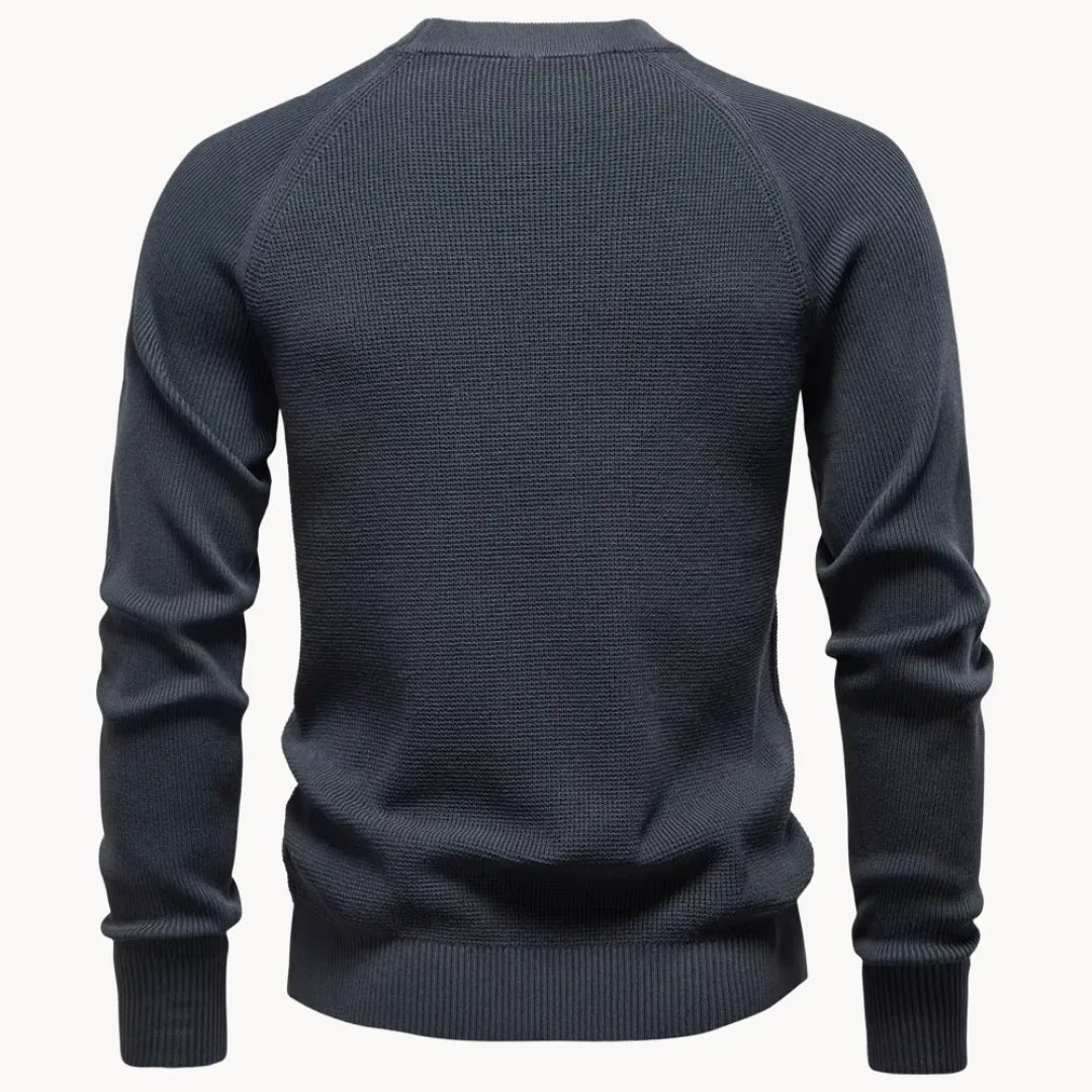 Pull col rond en maille côtelée manches raglan élégant homme – Beynac