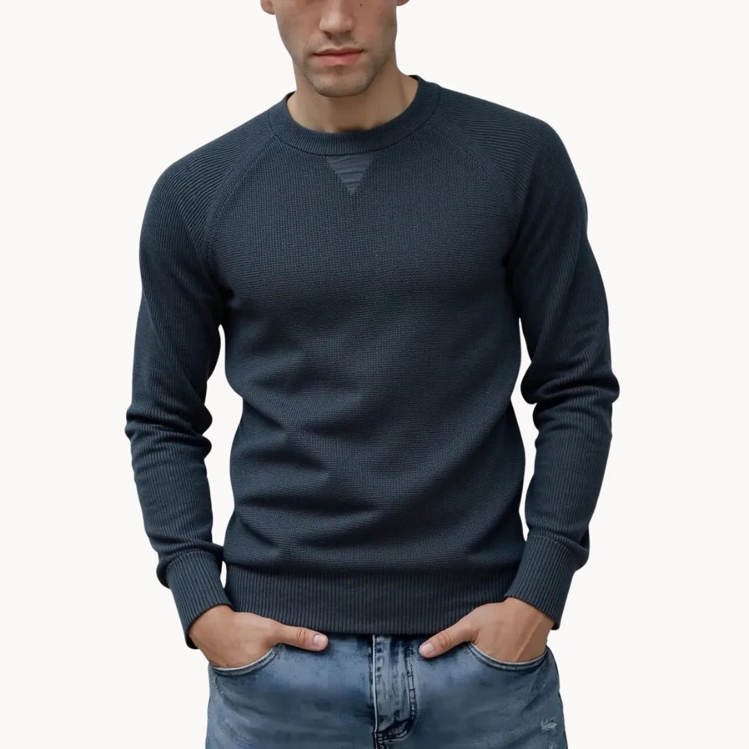Pull col rond en maille côtelée manches raglan élégant homme – Beynac