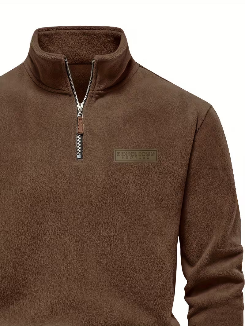 Pull en polaire douce col montant zippé manches longues homme – Plogoff