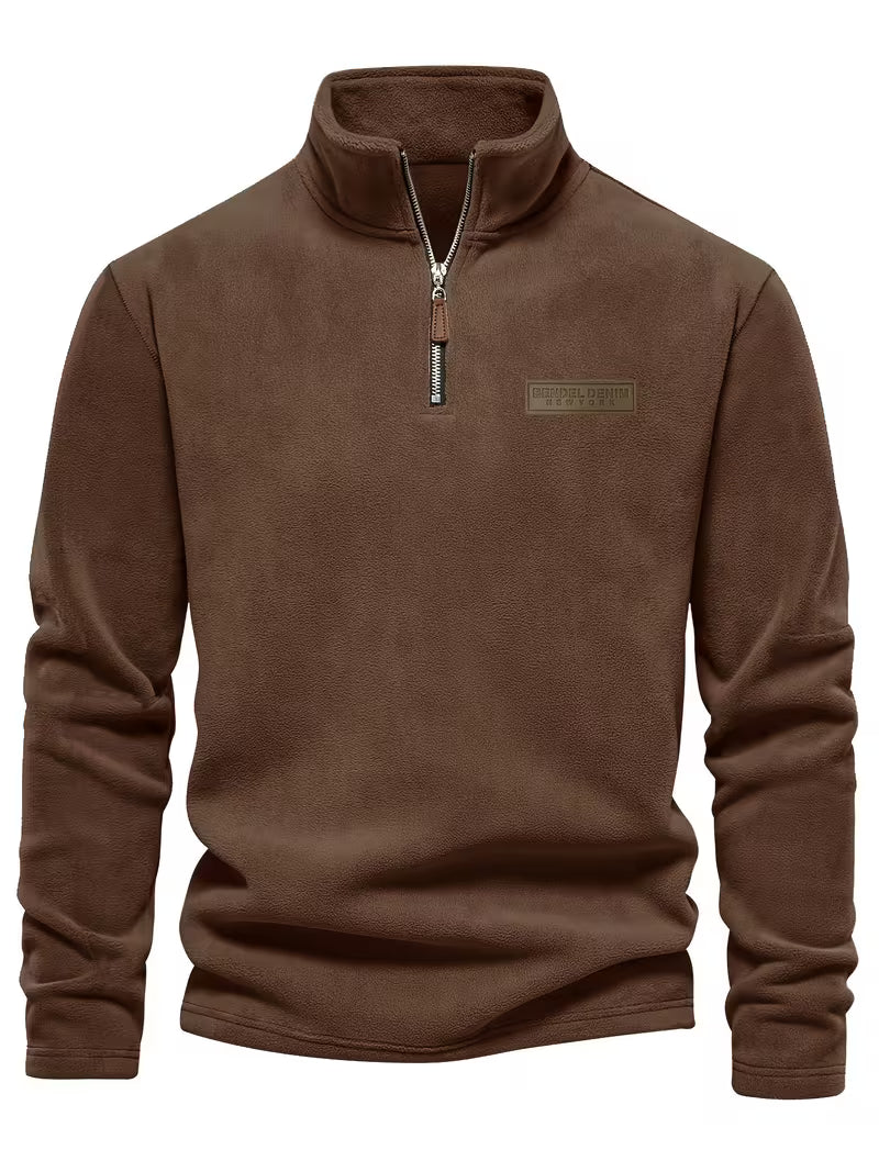 Pull en polaire douce col montant zippé manches longues homme – Plogoff