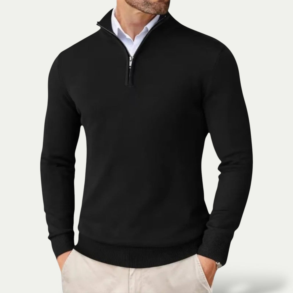Pull en cachemire demi-zip col montant coupe slim homme – Portsall